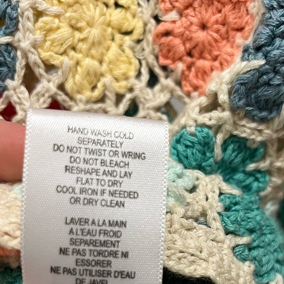 David Brooks 100% Cotton colorful crochet granny square buttoned cardigan XL - Picture 7 of 7